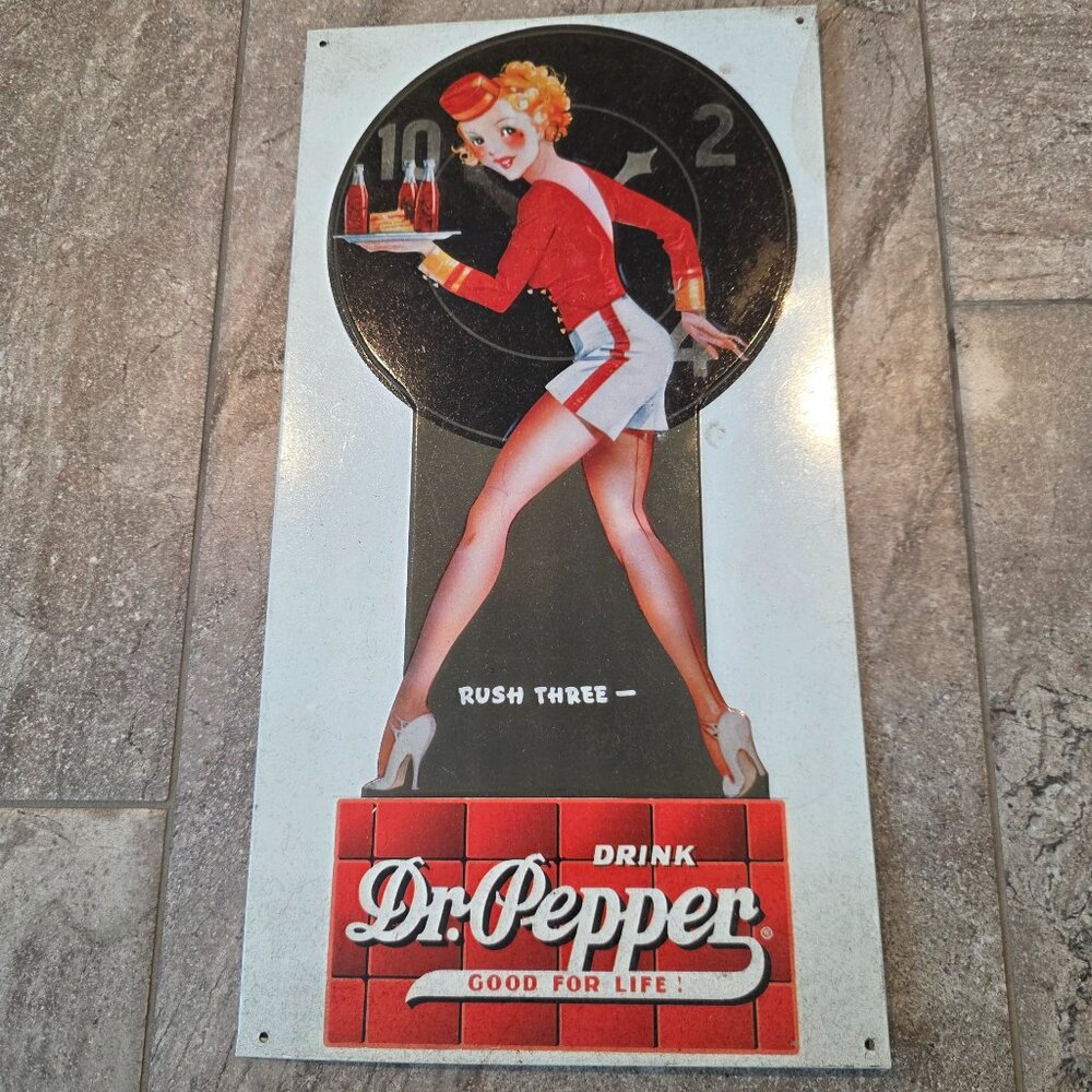 Vintage 1998 USA Made Dr. Pepper Drink Good For Life 17 X 9” Sign Carhop Waitres